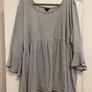 Torrid Black and White Striped Blouse